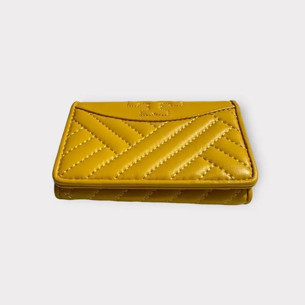 Tory Burch Alexa Leather Bifold Mini Wallet Yellow Daisy